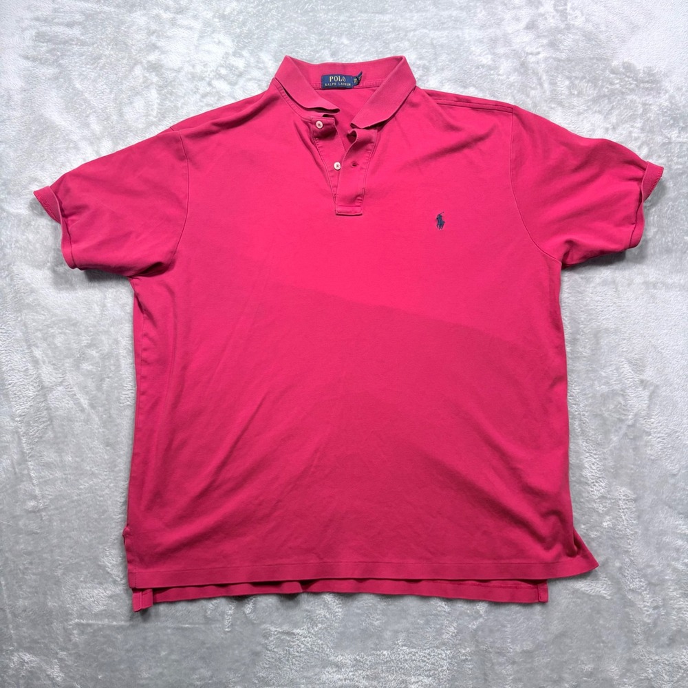 Polo Ralph Lauren Polo Mens 2XLT Pink Short Sleeve Cotton Pony Logo Classic Fit